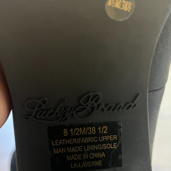 Lucky Brand Laverne Lace-Up Chunky High Heel Ankle Duck Booties Black Size 8.5M - Picture 9 of 12